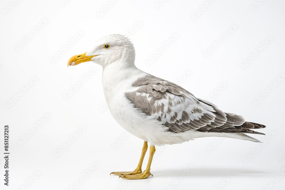 Seagull with Yellow Beak and Legs on White Background Seagull with Yellow Beak and Legs on White Background