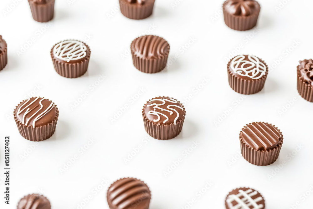 Chocolate candies on white background Chocolate candies on white background