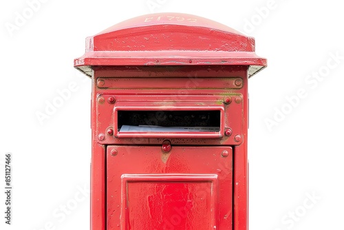 Red British post box isolated on white background. © Charoen