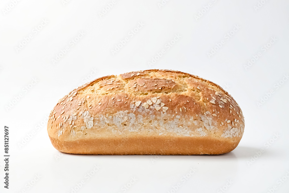 Single Loaf of White Bread with Oat Topping Isolated on White Single Loaf of White Bread with Oat Topping Isolated on White