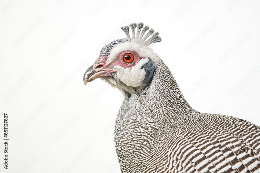 Close-up Portrait of a Silver Pheasant with a White Background Close-up Portrait of a Silver Pheasant with a White Background