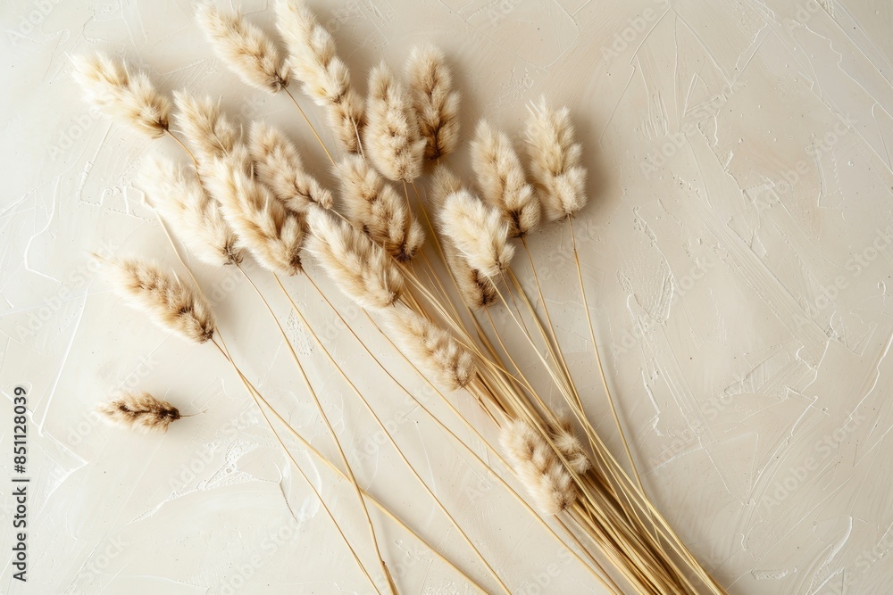 Dried Bunny Tail grass on a light background - generative ai Dried Bunny Tail grass on a light background - generative ai