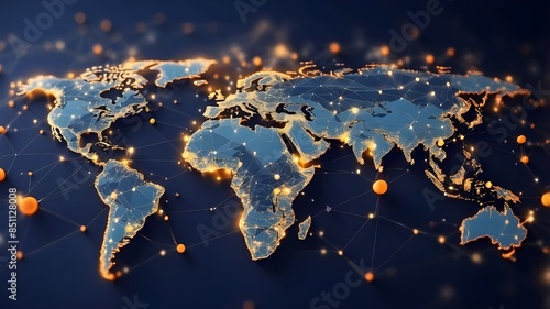 background with space for text,Global network connection. Big data analytics and business concept, world map point and line composition concept of global business, digital connection technology, e-com