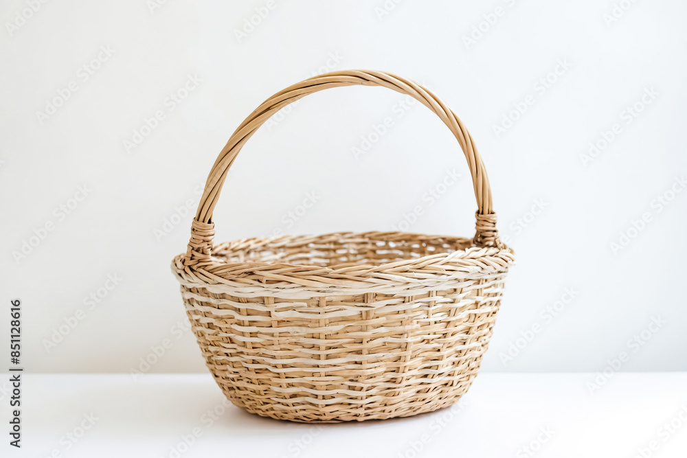Empty wicker basket on white background Empty wicker basket on white background