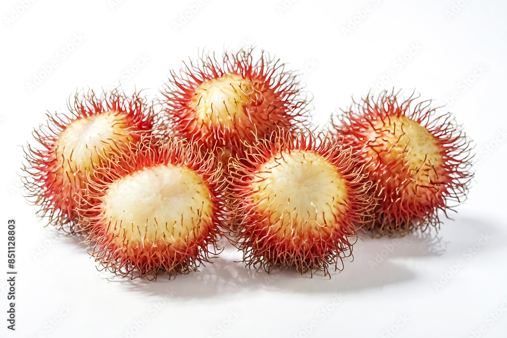 Close-up of Rambutans on White Background Close-up of Rambutans on White Background