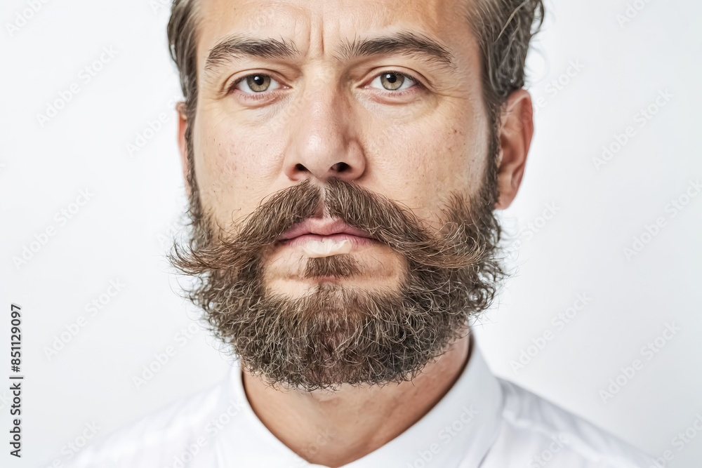 Close-up Portrait of a Man with a Beard and Mustache Close-up Portrait of a Man with a Beard and Mustache