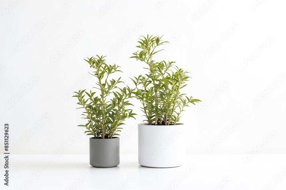 Two potted plants on white background Two potted plants on white background