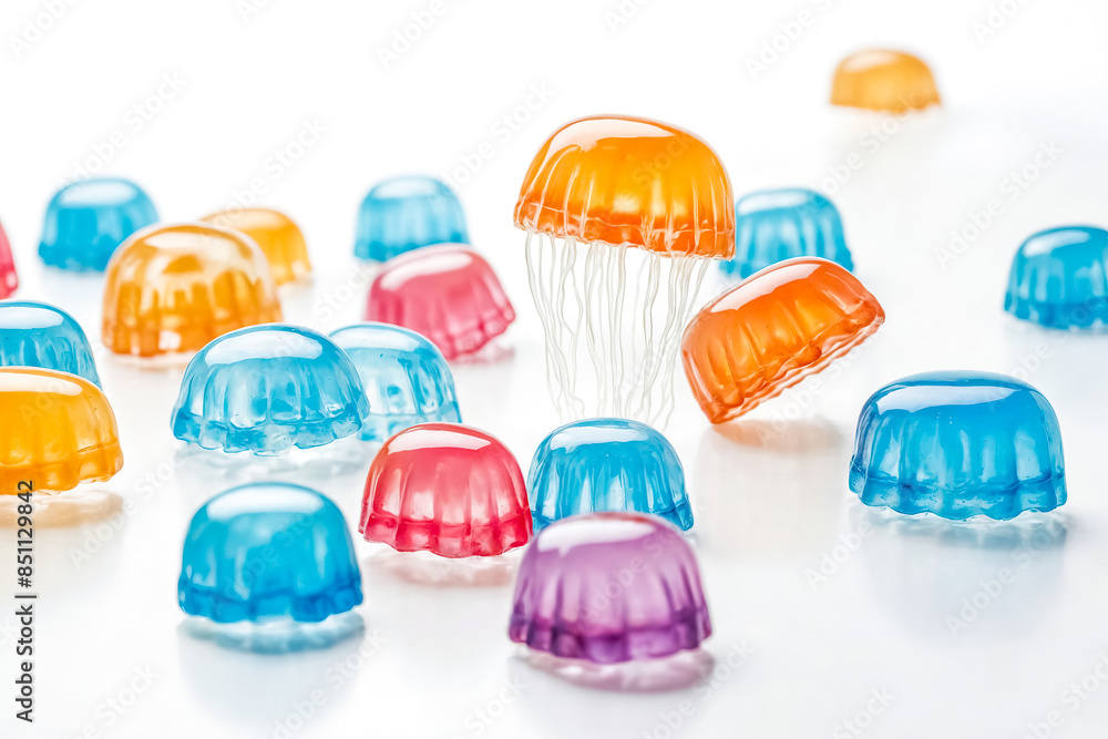 Colorful Jellyfish on White Background Colorful Jellyfish on White Background