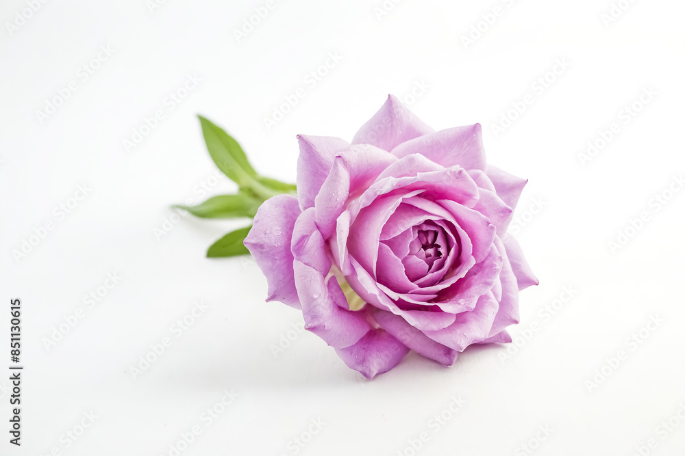 Fototapeta premium Single Pink Rose on White Background