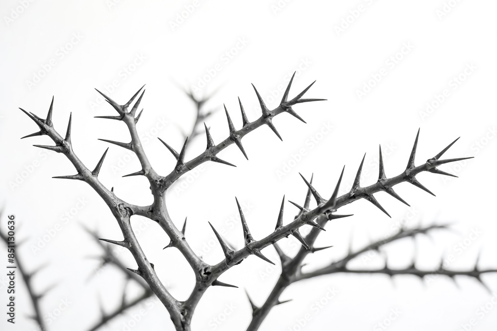 Obraz premium Thorny Branch with White Background