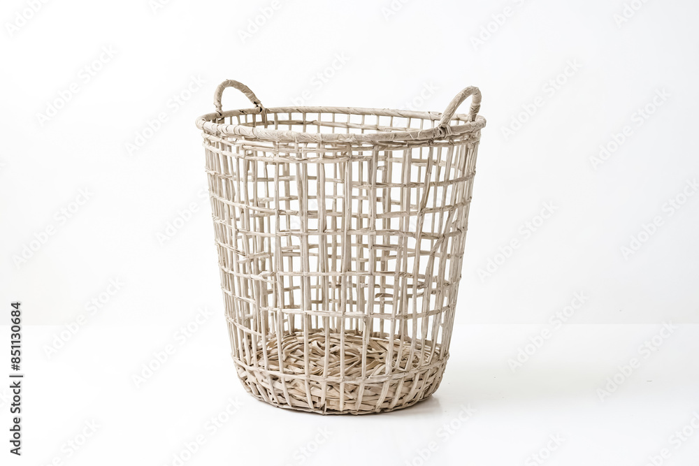 Obraz premium Beige Woven Basket with Handles