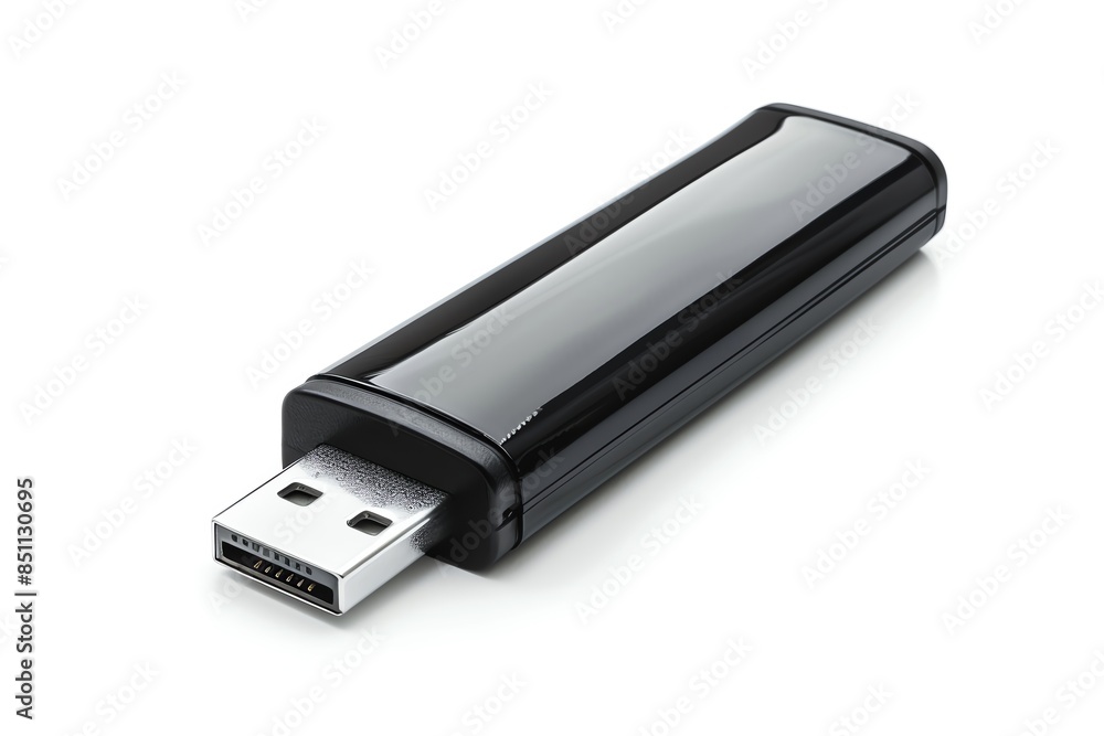 Black USB flash drive isolated on white background. Black USB flash drive isolated on white background.