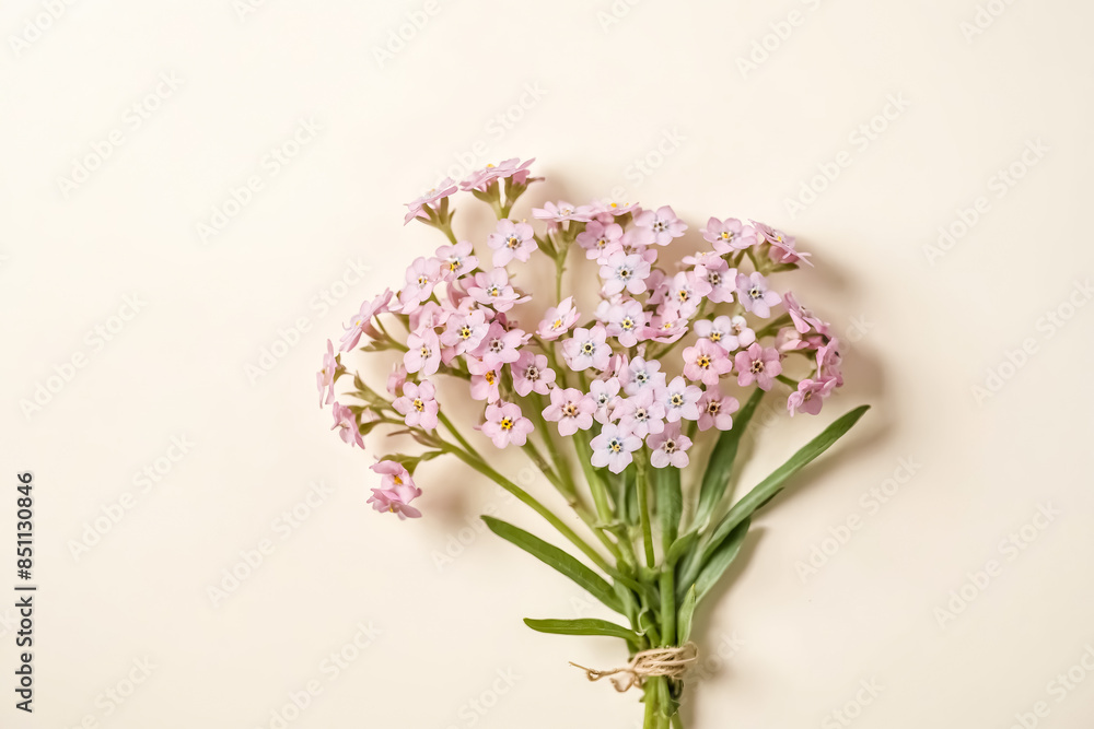Delicate Pink Flowers on a Cream Background Delicate Pink Flowers on a Cream Background