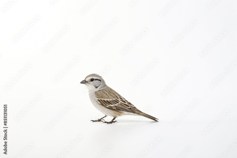 Fototapeta premium Small grey bird on white background