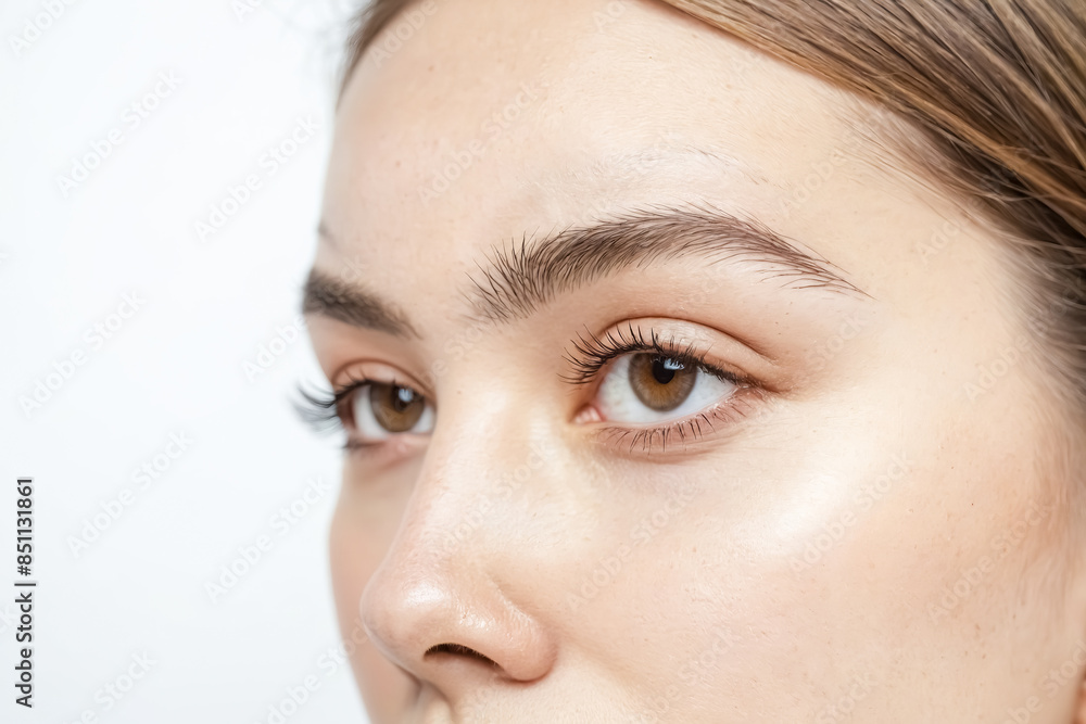 Closeup of a woman's eye with long eyelashes Closeup of a woman's eye with long eyelashes