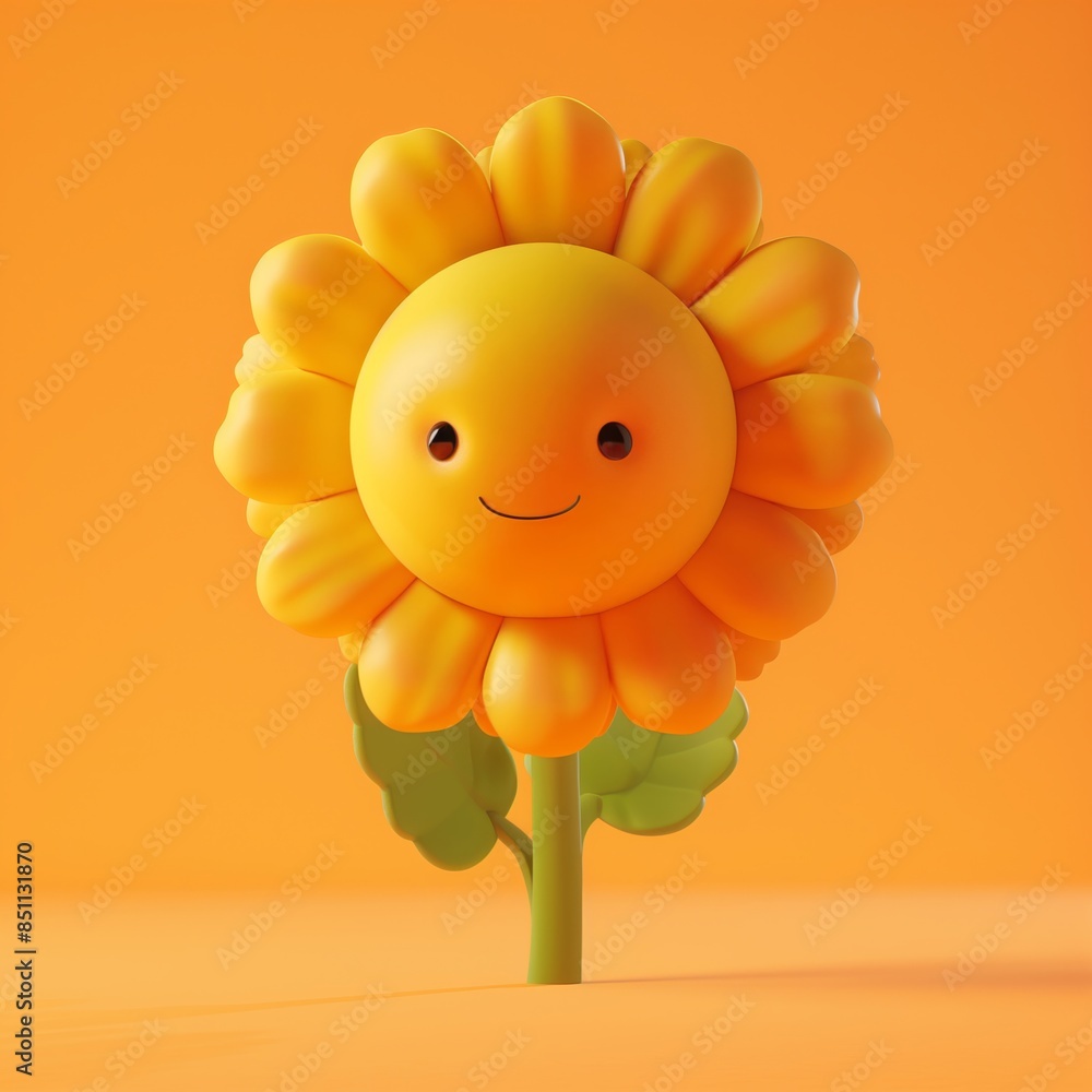 Cute Smiling Sunflower Cartoon Character.