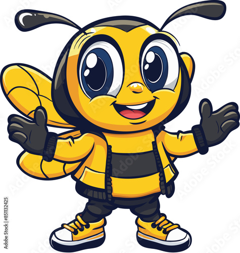 Happy Bee Comic Cartoon Character