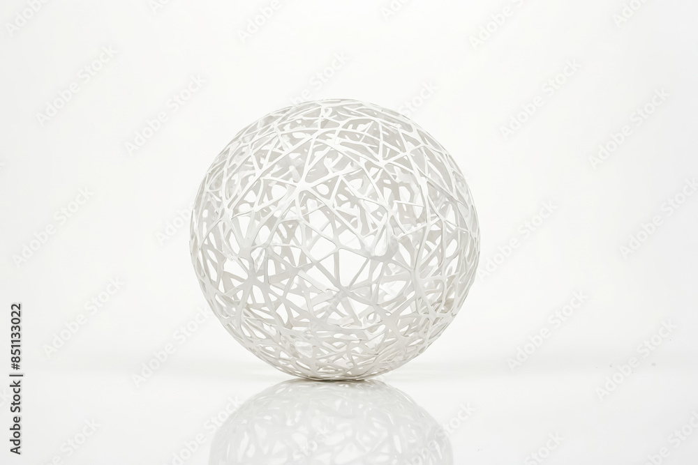 White Abstract Sphere with Intricate Lattice Pattern White Abstract Sphere with Intricate Lattice Pattern