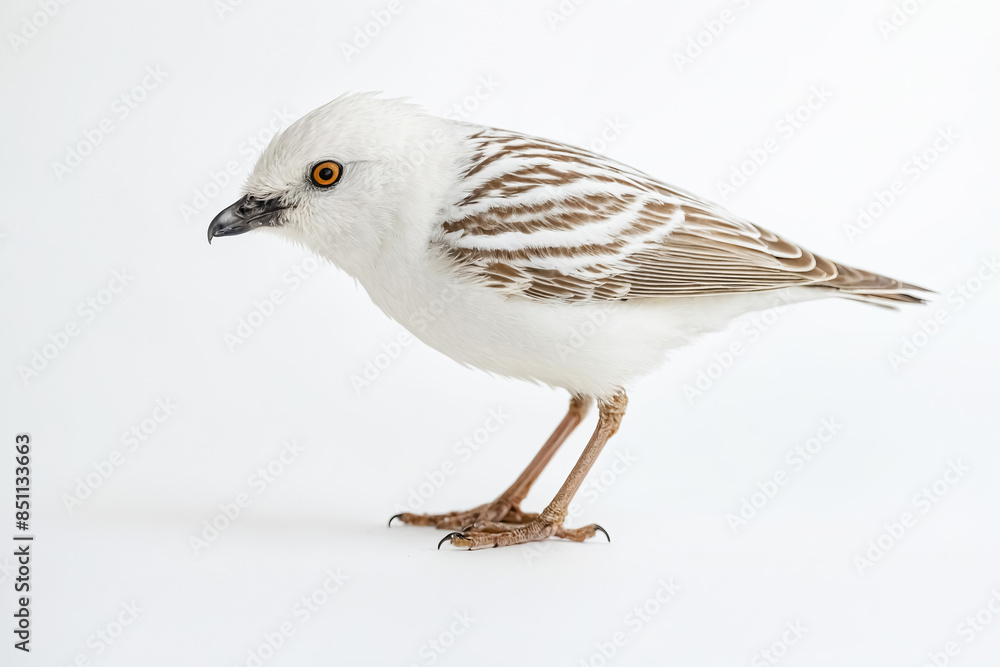 White-headed Sparrow with Brown Stripes on a White Background White-headed Sparrow with Brown Stripes on a White Background