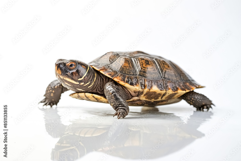 Closeup of a turtle on a white background Closeup of a turtle on a white background