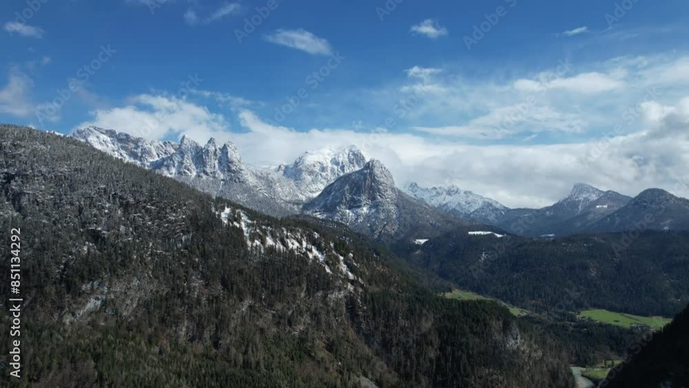 Aerial video of village, snowy mountains and lakes in Tyrol, Austrian Alps, Austria Aerial video of village, snowy mountains and lakes in Tyrol, Austrian Alps, Austria
