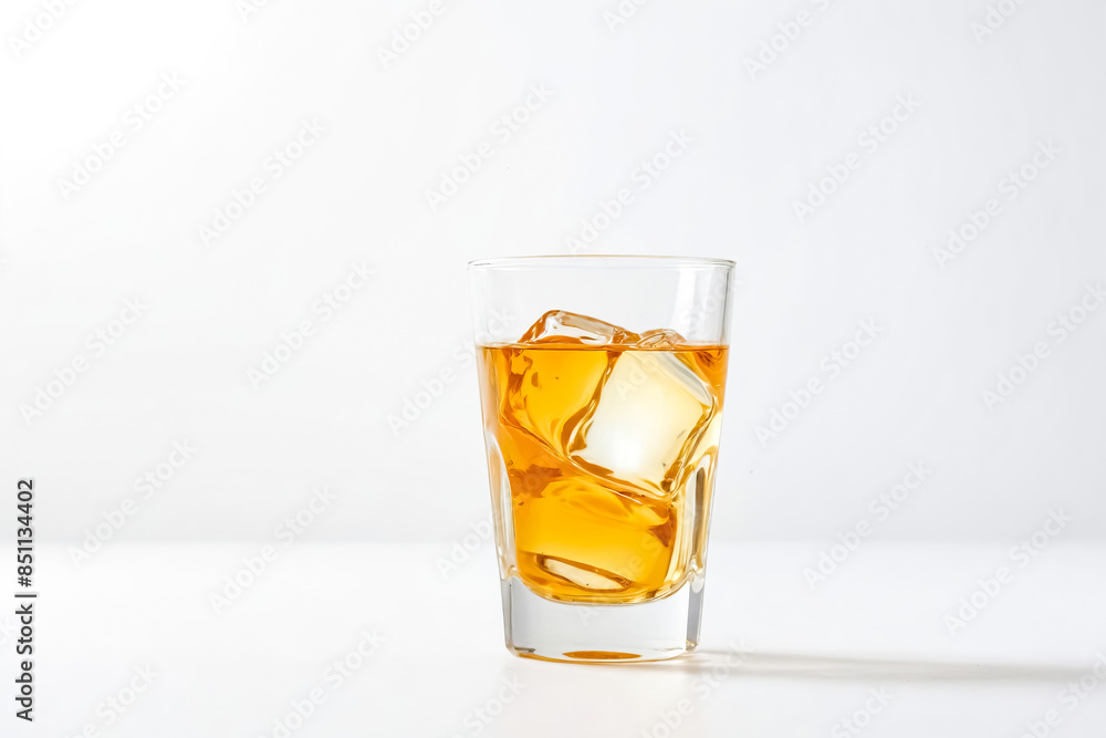 Glass of Whiskey on White Background Glass of Whiskey on White Background