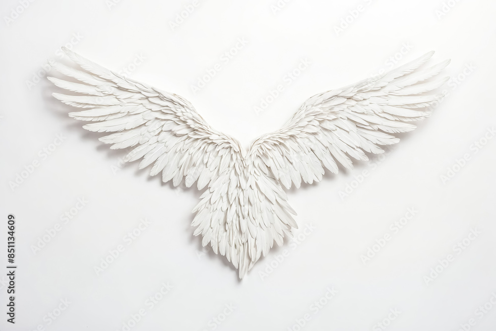 Fototapeta premium White Angel Wings on White Background