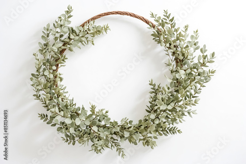 Eucalyptus wreath on a white background