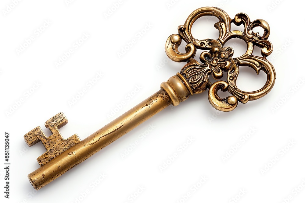 Ornate golden key isolated on white background. Ornate golden key isolated on white background.
