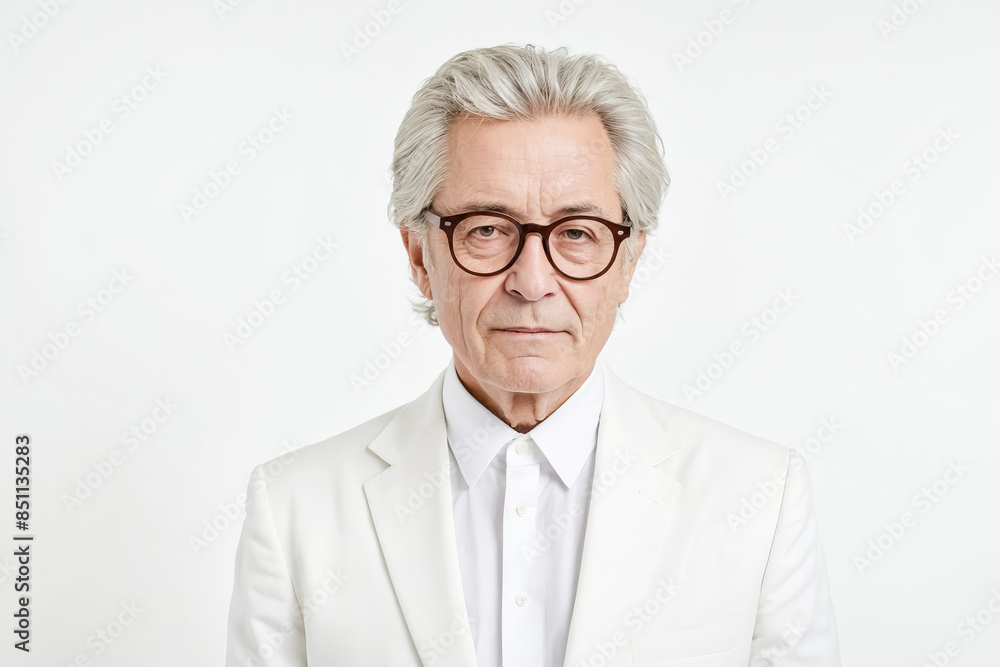 Portrait of a Confident Senior Man in a White Suit Portrait of a Confident Senior Man in a White Suit