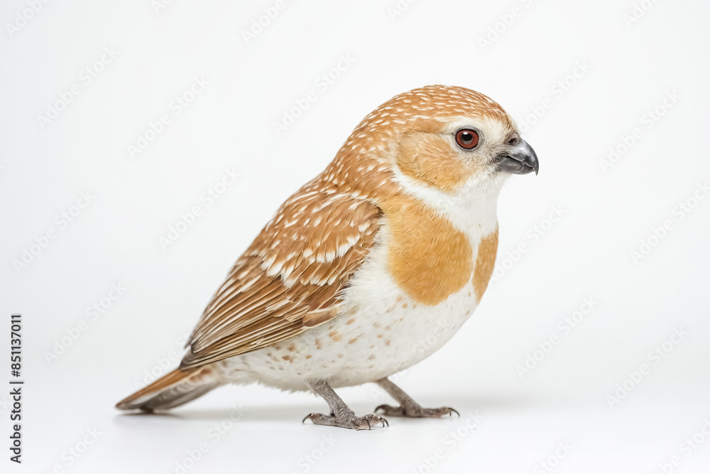 Cute Brown and White Bird on White Background Cute Brown and White Bird on White Background