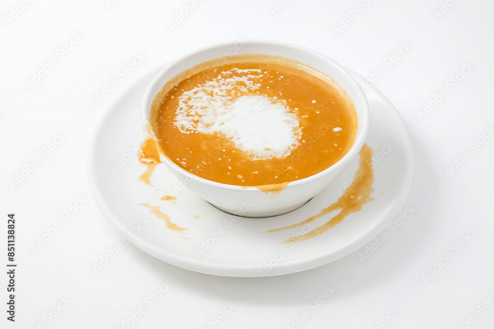 Spilled Soup in White Bowl Spilled Soup in White Bowl