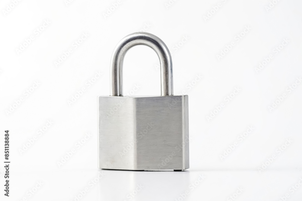 Stainless Steel Padlock on White Background Stainless Steel Padlock on White Background