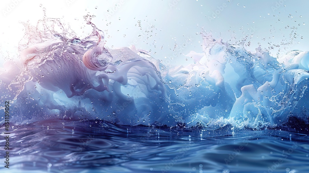 Fototapeta premium Abstract watercolor ocean water wave isolated with aqua splash.water drops