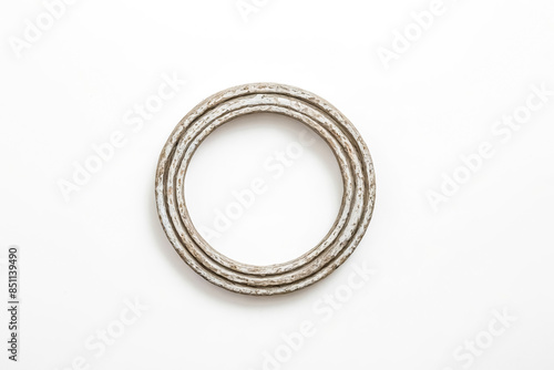 Rustic Wooden Ring on White Background