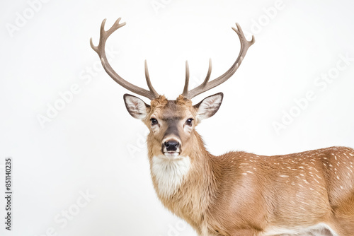 Portrait of a Fawn Deer with Antlers