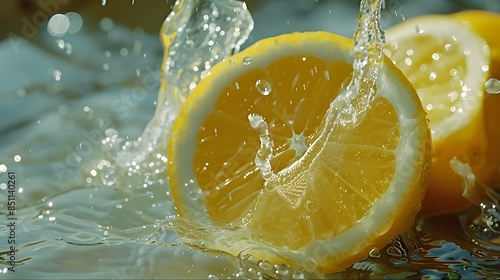 Fresh lemon with half. 
