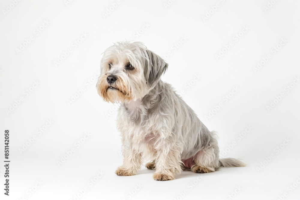 Small Dog Sitting on White Background Small Dog Sitting on White Background