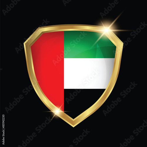 United Arab Emirates Flag Golden Shield Logo