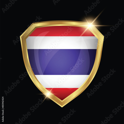 Free Download Thailand Flag Golden Shield Logo - GFXLoad