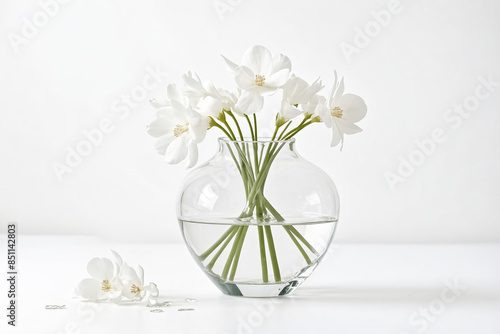 Wallpaper Mural White Flowers in a Glass Vase on a White Background Torontodigital.ca
