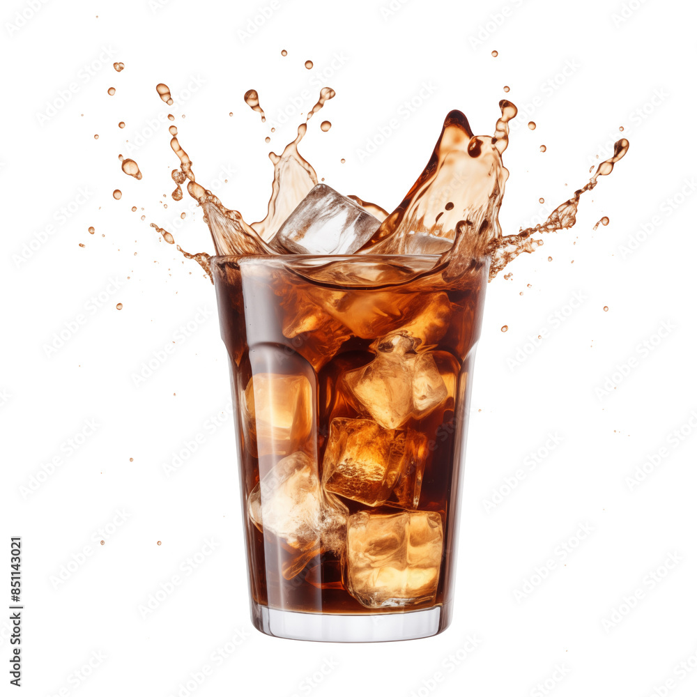Iced coffee splash isolated on transparent white background, clipping path Iced coffee splash isolated on transparent white background, clipping path