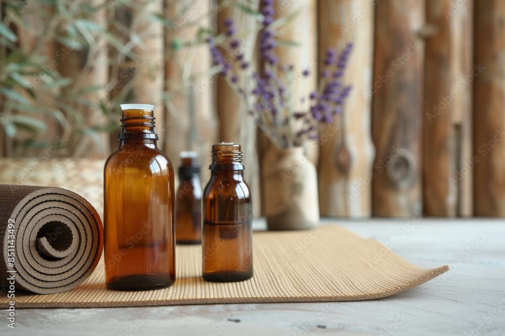 An elegant glass bottle placed on a beautifully stained wood surface, creating a stylish and sophisticated home decor arrangement. The bottle contains a liquid, adding a touch of refinement to. An elegant glass bottle placed on a beautifully stained wood surface, creating a stylish and sophisticated home decor arrangement. The bottle contains a liquid, adding a touch of refinement to.