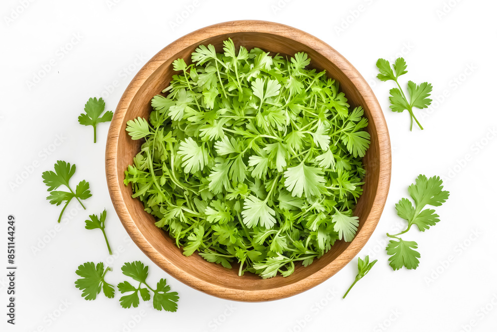 Fresh Green Parsley in Wooden Bowl Fresh Green Parsley in Wooden Bowl