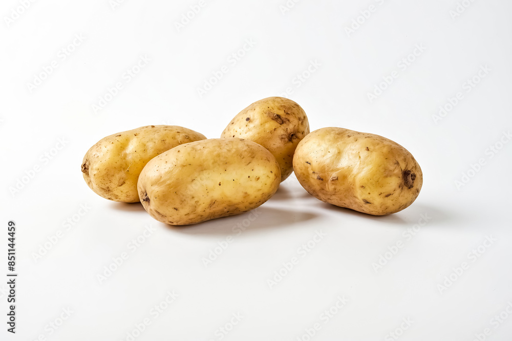 Fresh Potatoes on White Background