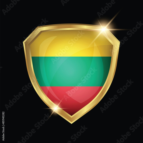 Free Download Lithuania Flag Golden Shield Logo - GFXLoad