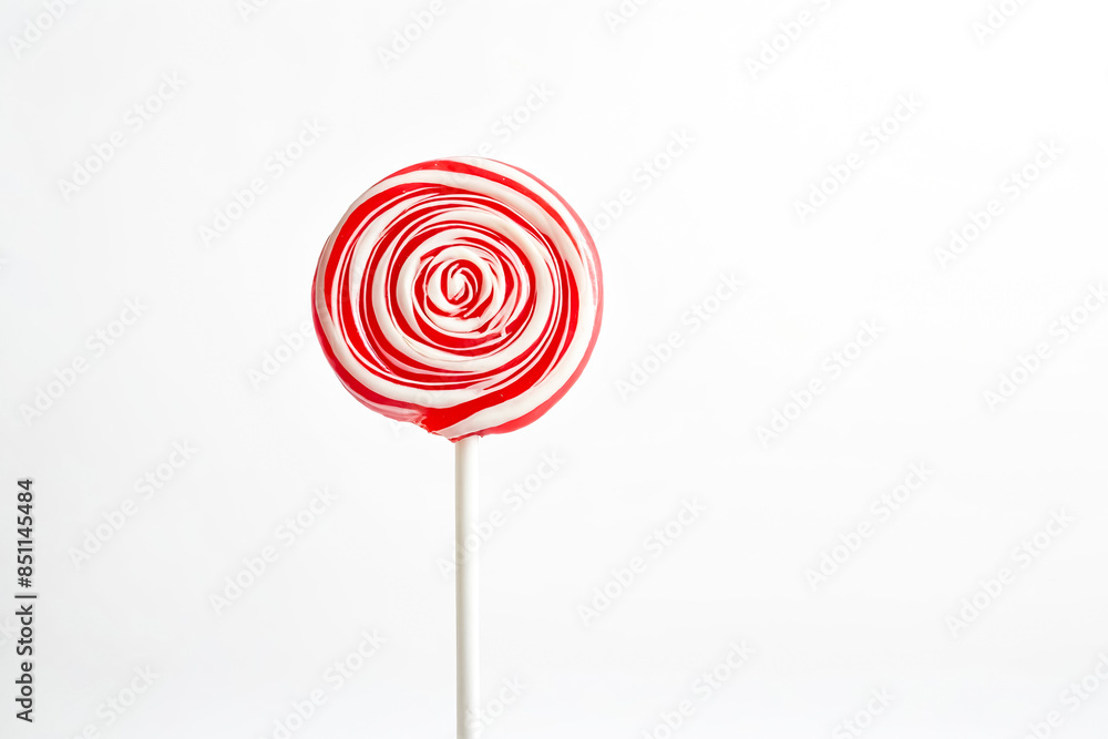 Red and White Swirled Lollipop on White Background Red and White Swirled Lollipop on White Background
