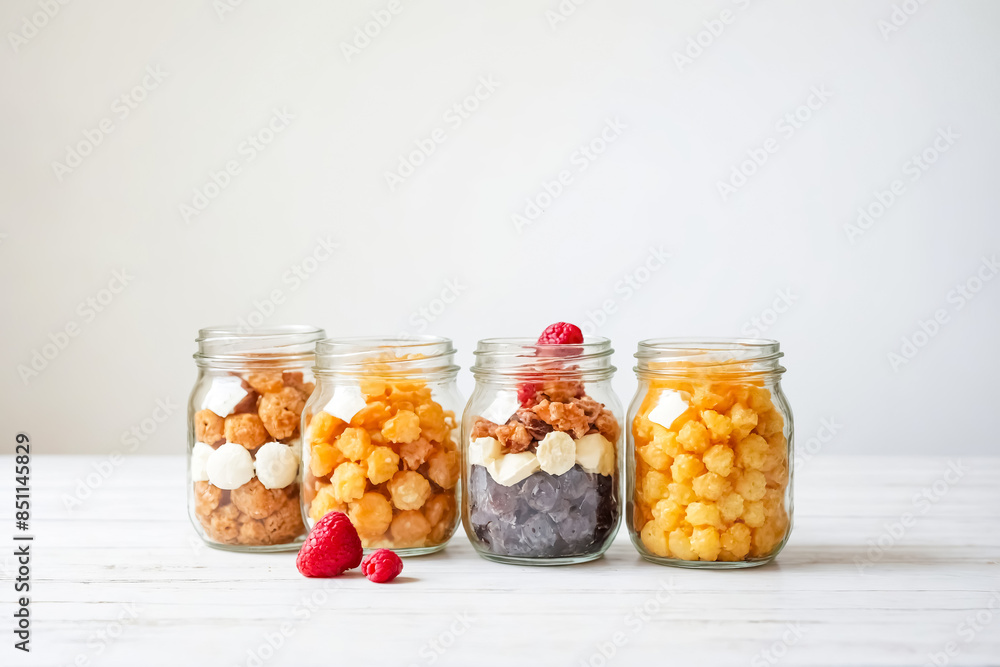 Colorful Cereal in Jars Colorful Cereal in Jars