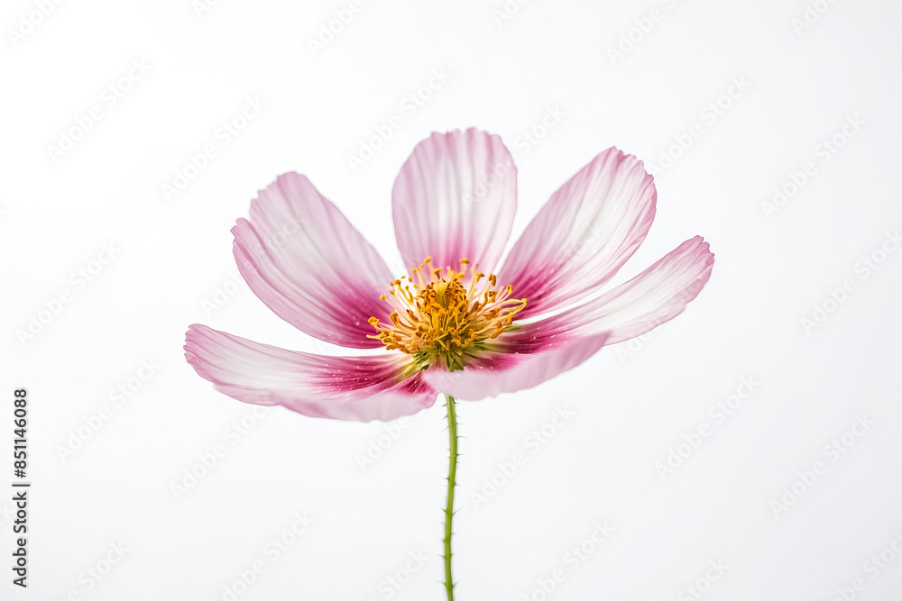 Delicate Pink Cosmos Flower Isolated on White Background Delicate Pink Cosmos Flower Isolated on White Background