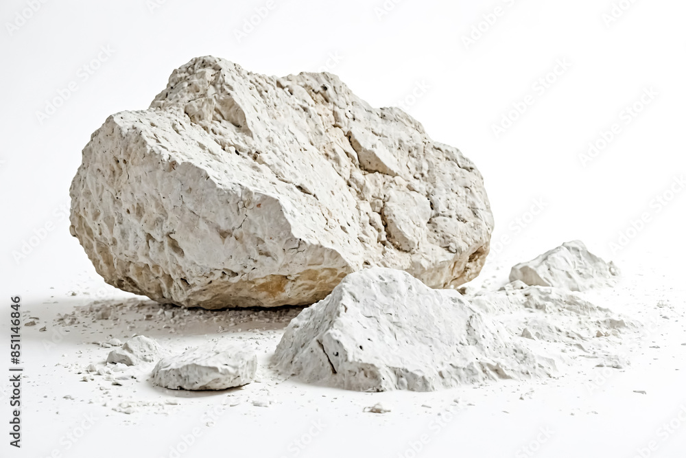 White Rocks and Crumbles on White Background White Rocks and Crumbles on White Background